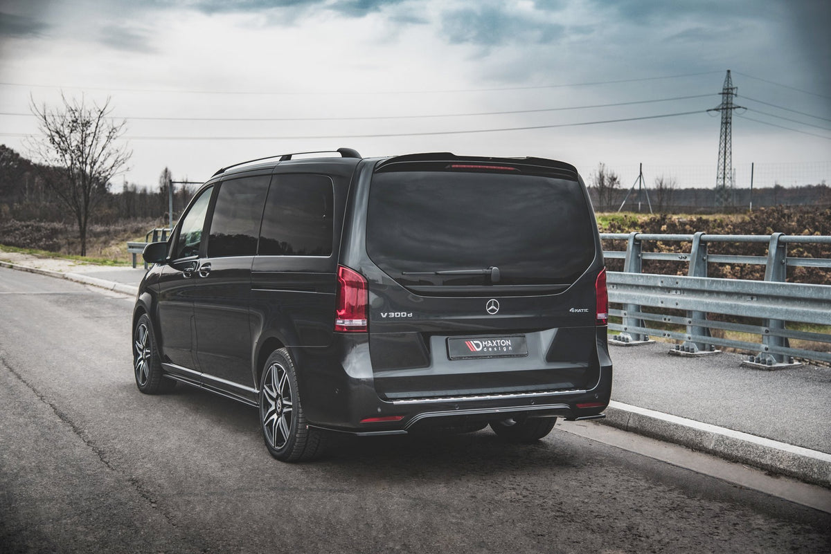 Heck Ansatz Flaps Diffusor V.2 passend für Mercedes-Benz V-Klasse AMG-Line W447 Facelift schwarz Hochglanz – Ansicht 1