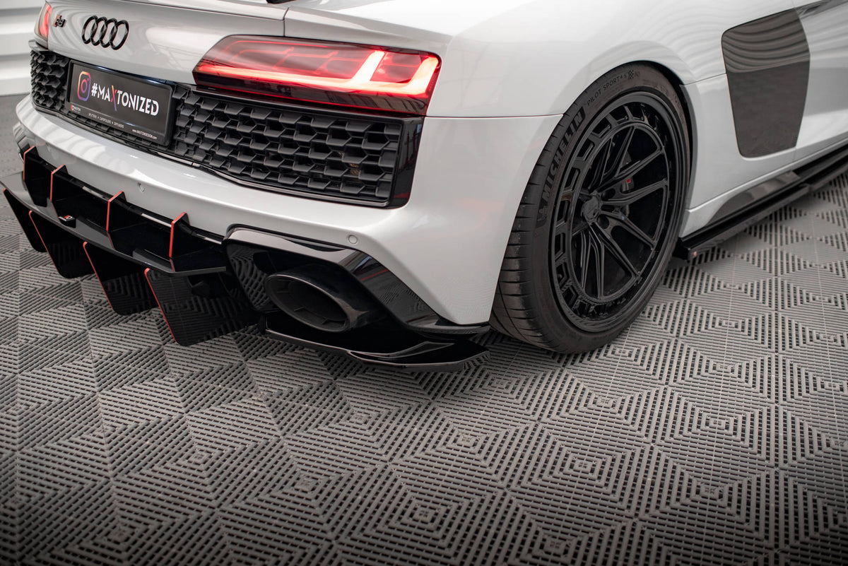 Heck Ansatz Flaps Diffusor passend für Audi R8 Mk2 Facelift schwarz Hochglanz – Ansicht 5