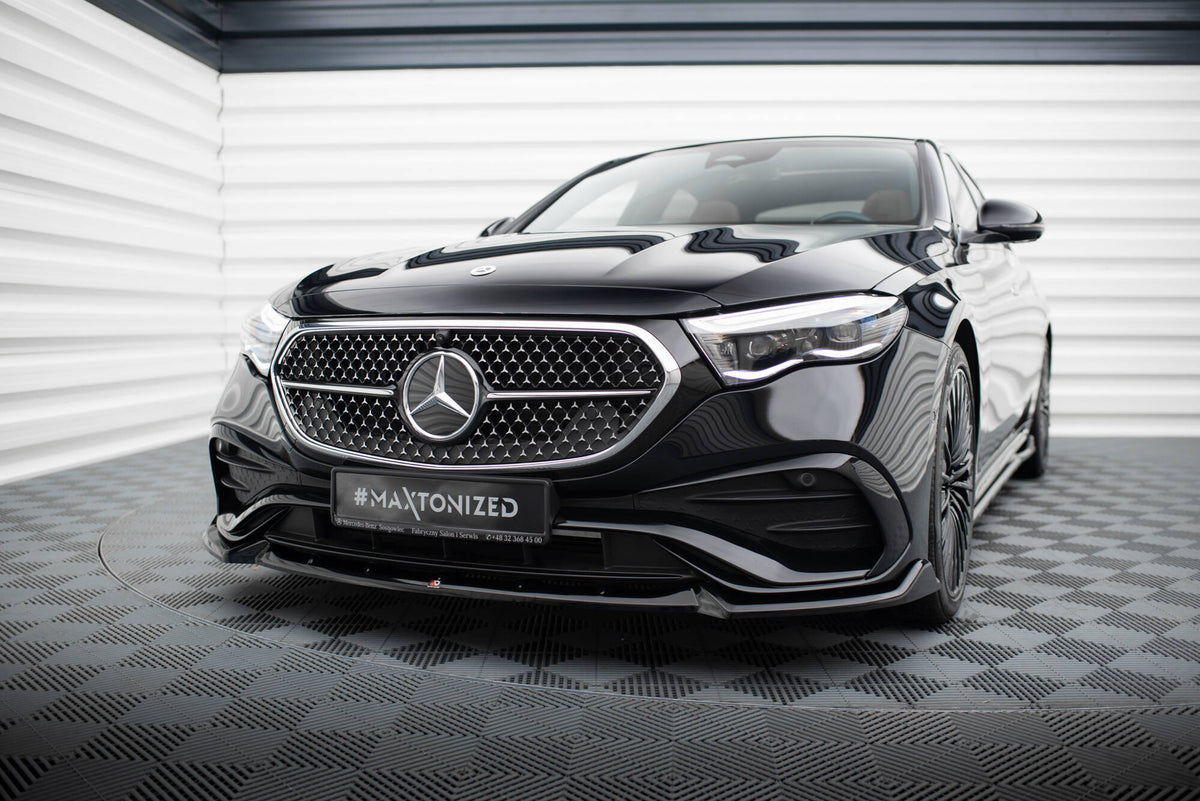Street+ Spoilerlippe Front Ansatz V.2 passend für Mercedes-Benz E AMG-Line Limousine / Kombi W214 schwarz Hochglanz – Ansicht 3
