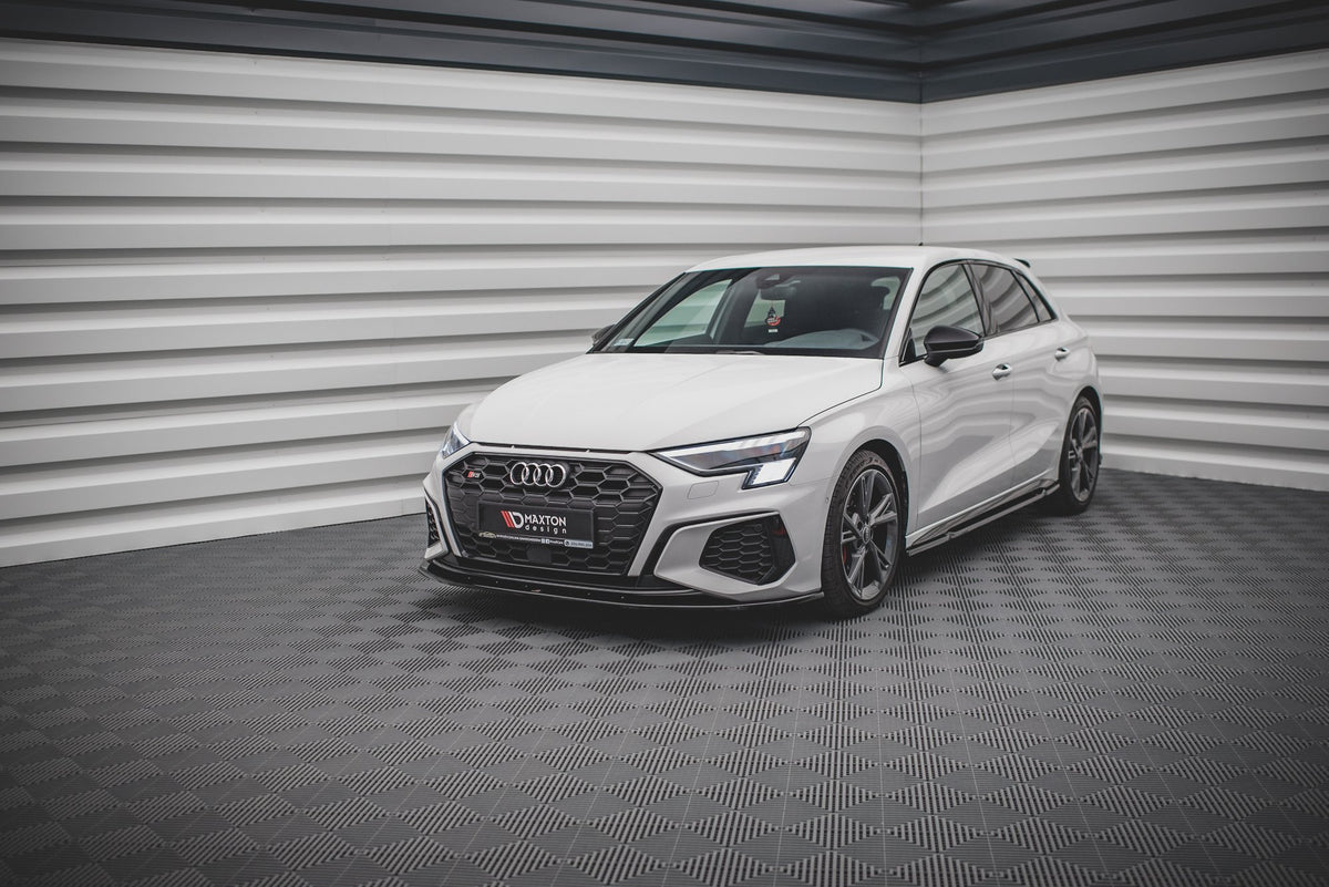 Street+ Spoilerlippe Front Ansatz V.1 passend für Audi S3 / A3 S-Line 8Y schwarz Hochglanz – Ansicht 4