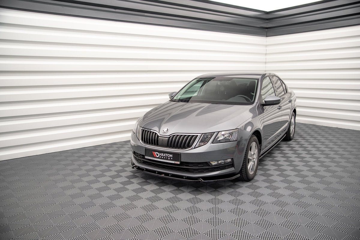 Street+ Spoilerlippe Front Ansatz V.1 passend für Skoda Octavia Mk3 Facelift schwarz Hochglanz – Ansicht 1