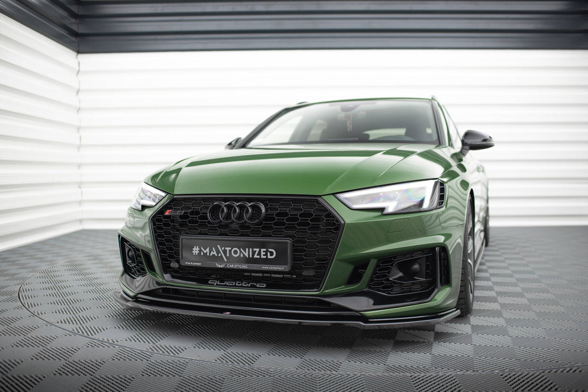 Street+ Spoilerlippe Front Ansatz V.2 passend für AUDI RS4 B9 schwarz Hochglanz – Ansicht 3