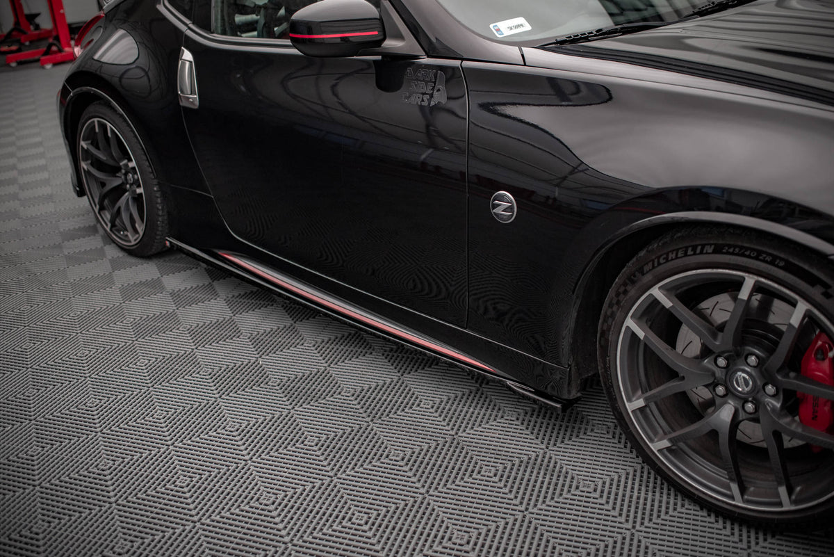 Street+ Seitenschweller Leisten passend für V.1 passend für Nissan 370Z Nismo Facelift schwarz Hochglanz – Ansicht 1