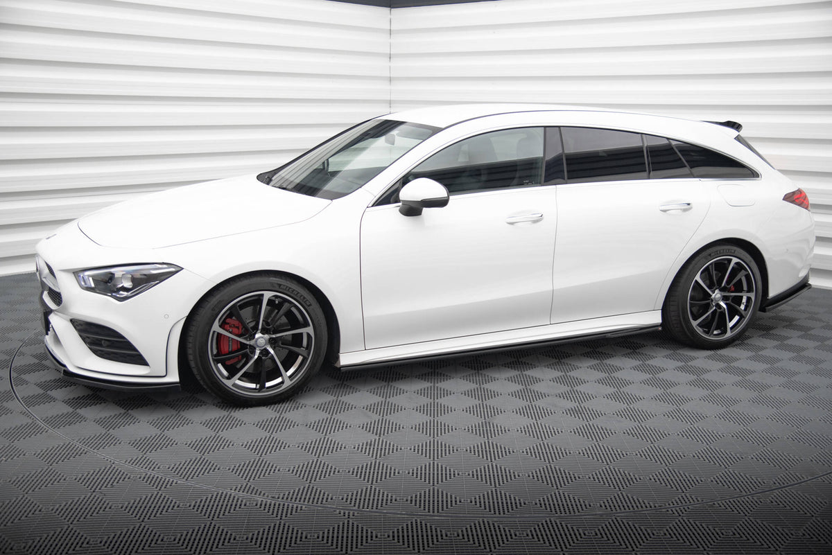 Street+ Seitenschweller Leisten passend für Mercedes-Benz CLA AMG-Line C118 schwarz Hochglanz – Ansicht 1