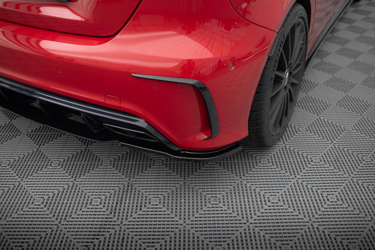 Heck Ansatz Flaps Diffusor passend für Mercedes A W176 AMG Facelift schwarz Hochglanz – Ansicht 3