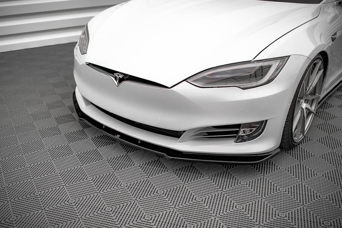 Street+ Spoilerlippe Front Ansatz V.1 passend für Tesla Model S Facelift schwarz Hochglanz – Ansicht 2