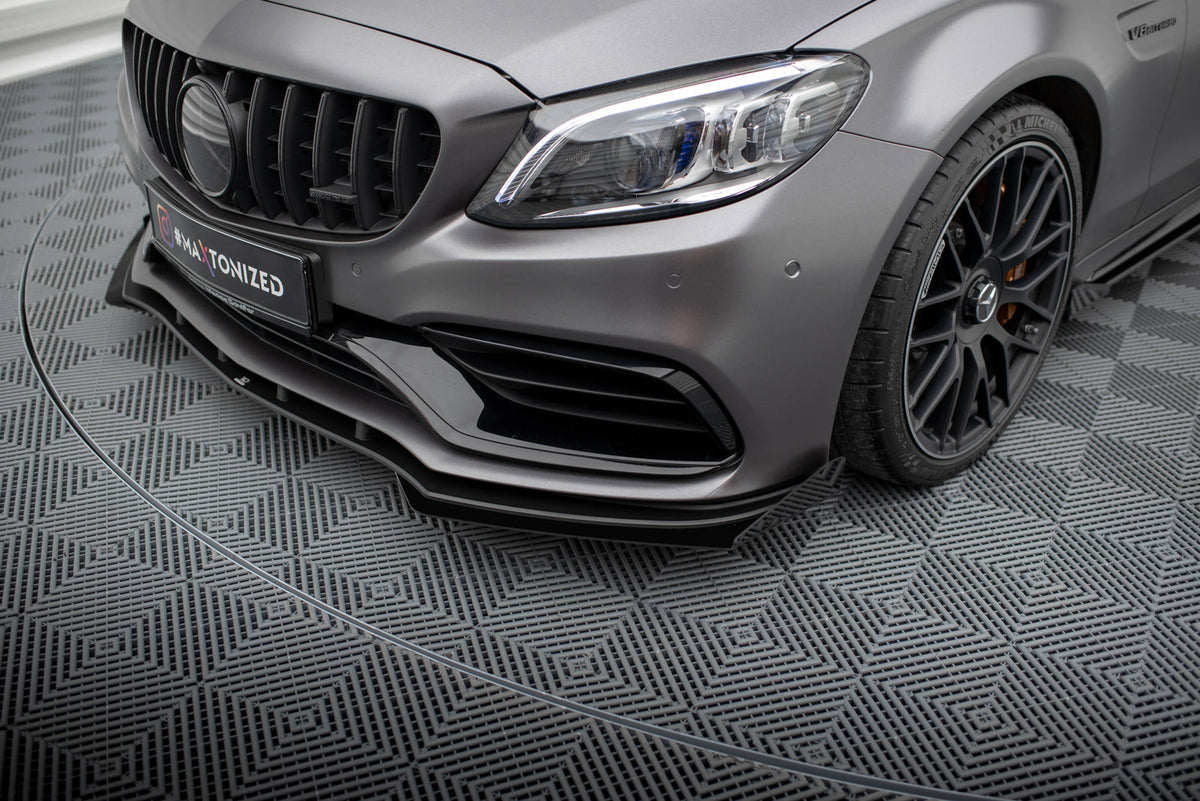 Front Stoßstange Flaps passend für Mercedes-AMG C63 Limousine / Kombi W205 Facelift schwarz Hochglanz – Ansicht 1