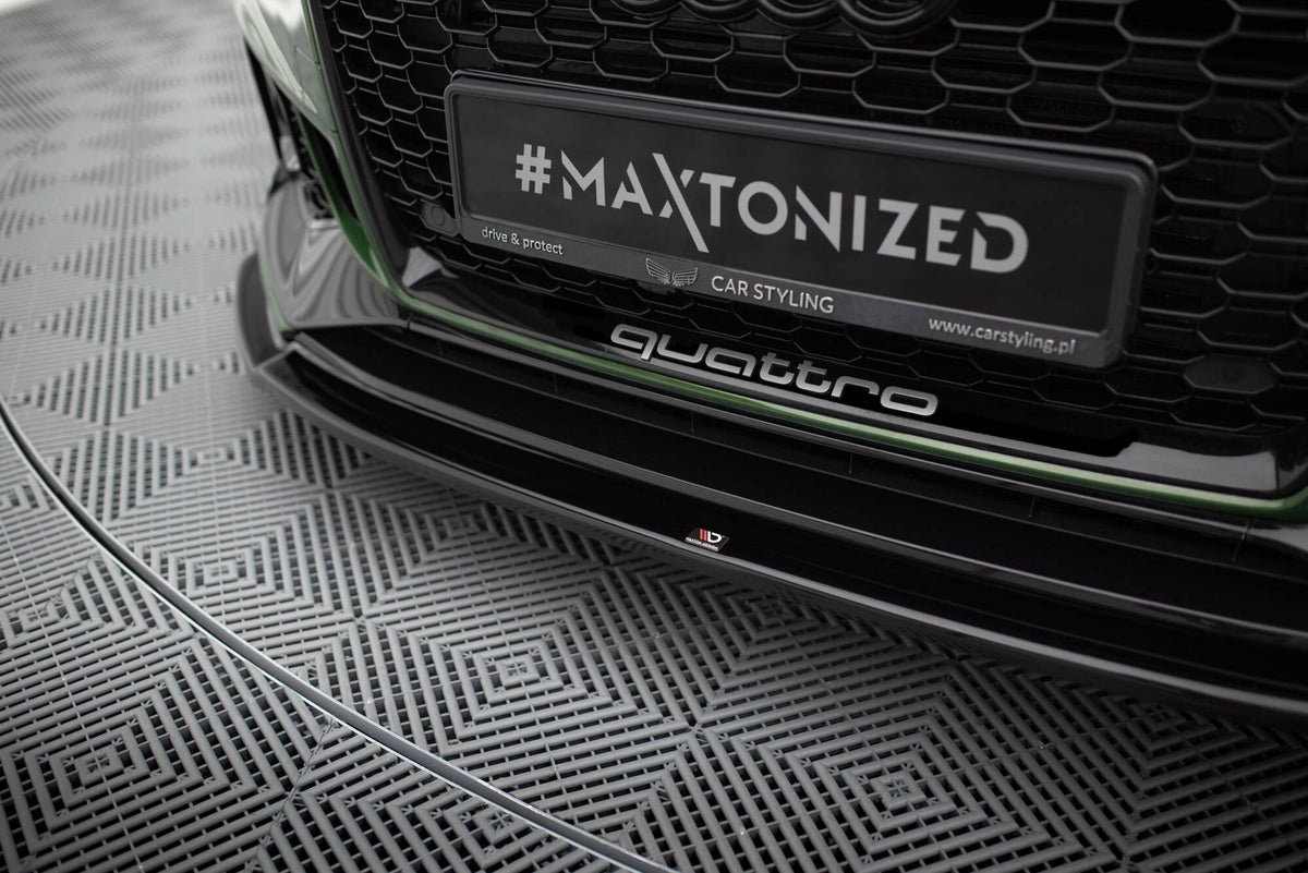 Street+ Spoilerlippe Front Ansatz V.2 passend für AUDI RS4 B9 schwarz Hochglanz – Ansicht 1