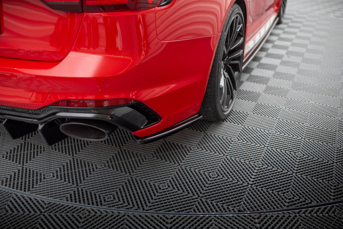 Heck Ansatz Flaps Diffusor passend für Audi RS4 B9 / B9 Facelift  schwarz Hochglanz – Ansicht 3