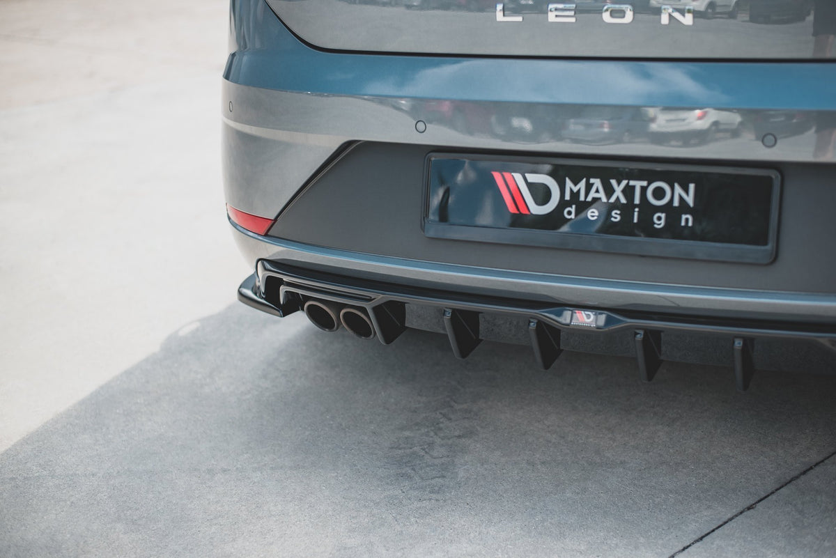 Diffusor Heck Ansatz passend für SEAT Leon FR Hatchback Mk3 Facelift schwarz Hochglanz – Ansicht 6
