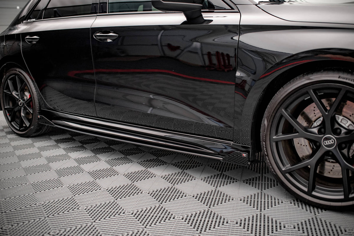 Street Pro Street+ Seitenschweller Leisten + Flaps passend für Audi RS3 Sportback 8Y schwarz Hochglanz – Ansicht 3