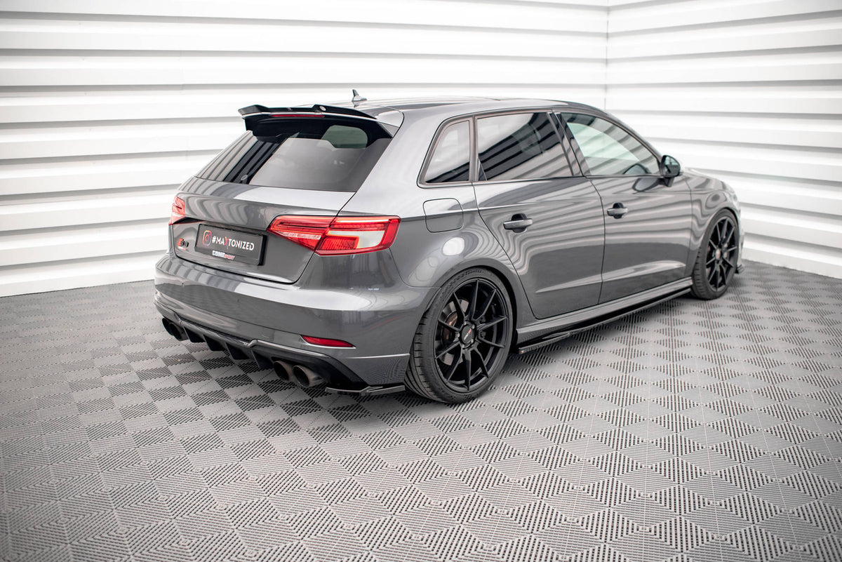 Heck Ansatz Flaps Diffusor V.1 passend für Audi S3 Sportback 8V Facelift schwarz Hochglanz – Ansicht 4