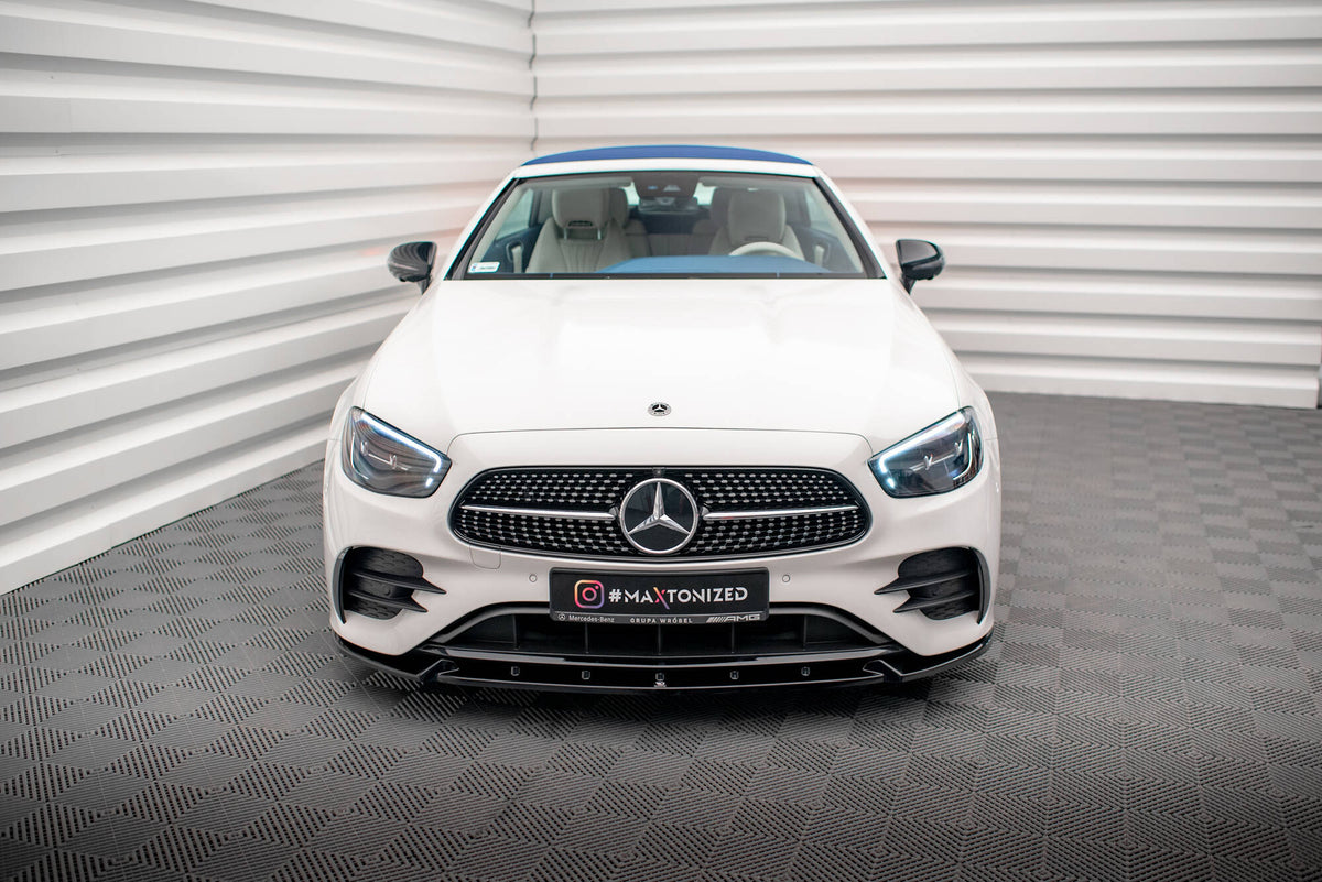 Street+ Spoilerlippe Front Ansatz V.2 passend für Mercedes-Benz E-Klasse W213 Coupe Facelift (C238 Facelift) / Cabriolet (A238 Facelift) AMG-Line / 53 AMG schwarz Hochglanz – Ansicht 1