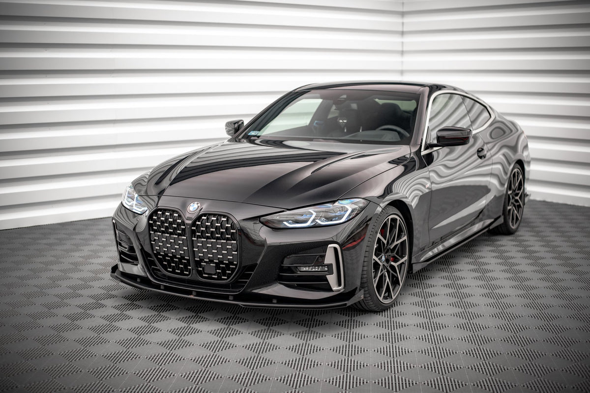 Street Pro Street+ Spoilerlippe Front Ansatz passend für + Flaps passend für BMW 4er M-Paket / M440i G22 / G23 / G22 Facelift / G23 Facelift schwarz Hochglanz – Ansicht 1