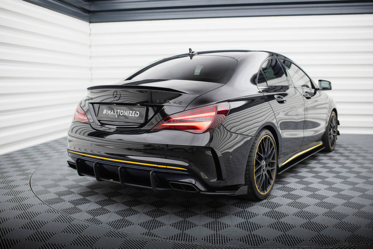 Street Pro Heck Ansatz Flaps Diffusor + Flaps passend für Mercedes-AMG CLA 45 C117 Facelift schwarz Hochglanz – Ansicht 1