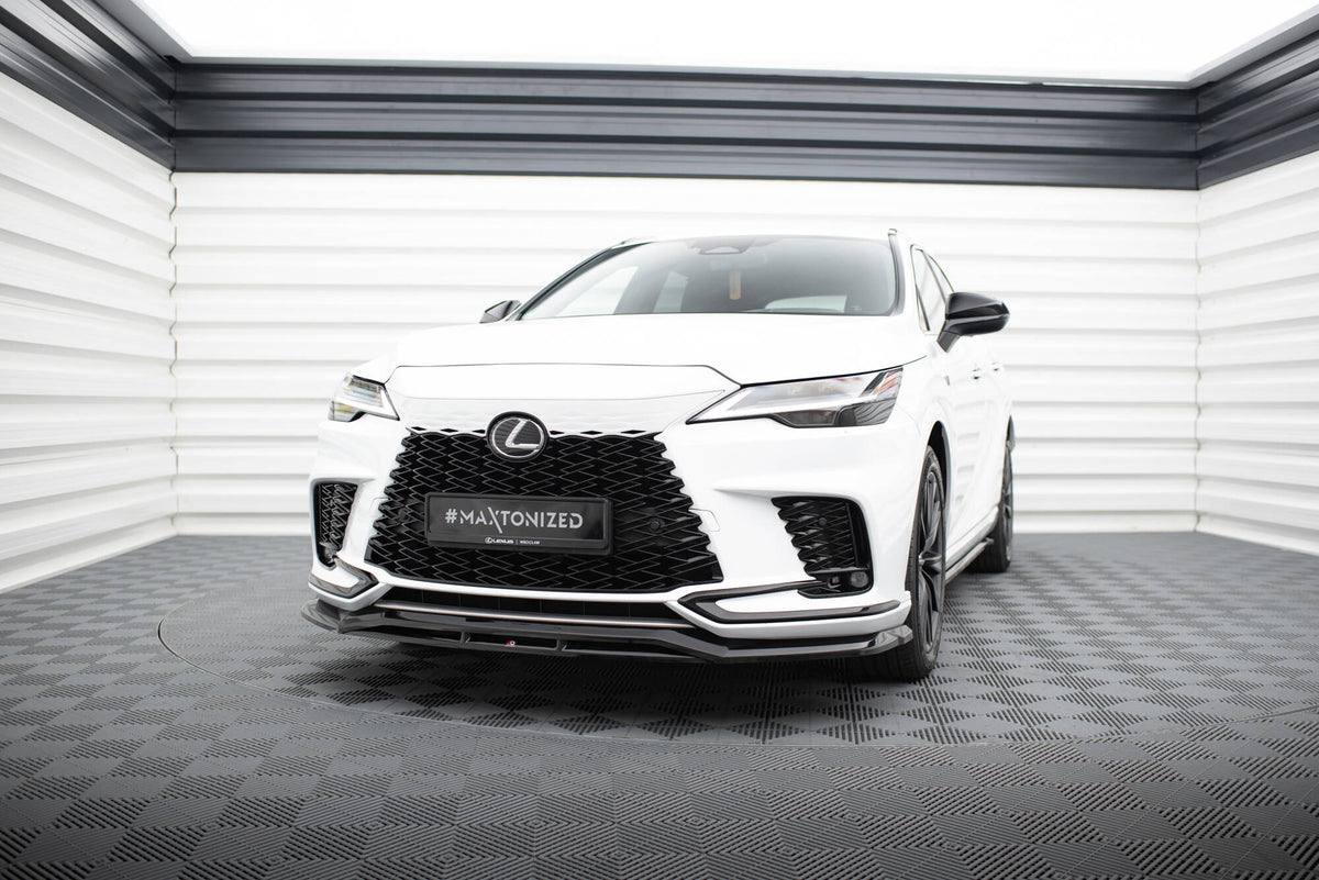 Street+ Spoilerlippe Front Ansatz passend für Lexus RX F-Sport Mk5 schwarz Hochglanz – Ansicht 3