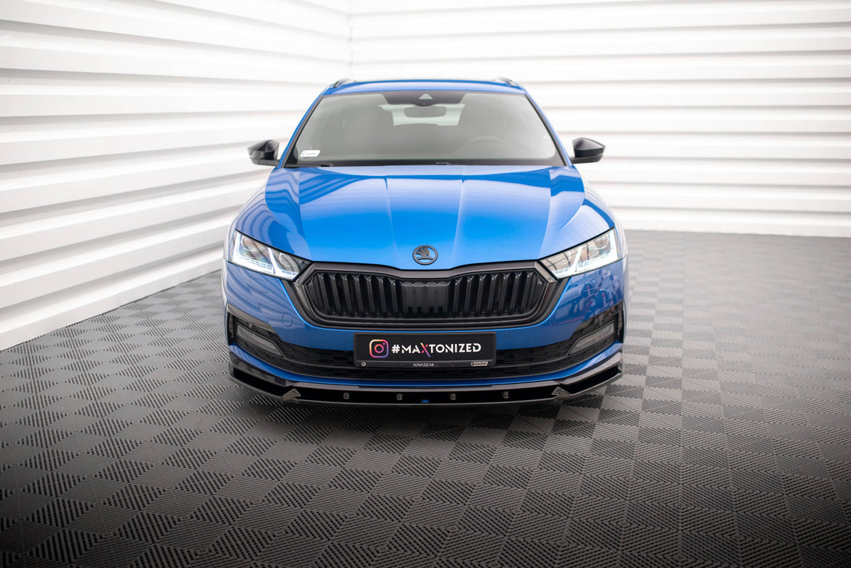 Street+ Spoilerlippe Front Ansatz V.1 passend für Skoda Octavia Sportline Mk4 schwarz Hochglanz – Ansicht 1