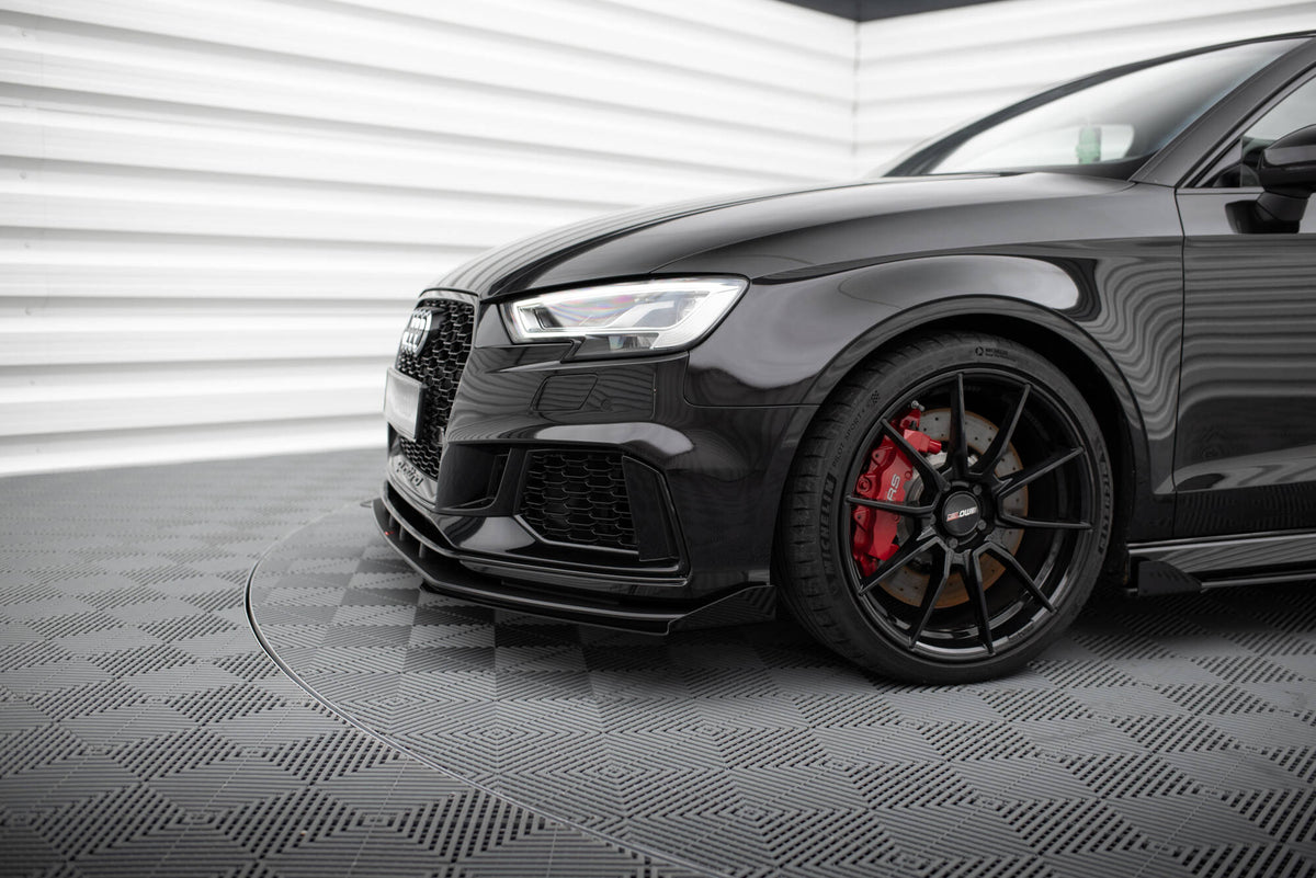 Front Stoßstange Flaps passend für Audi RS3 Limousine 8V Facelift schwarz Hochglanz – Ansicht 4