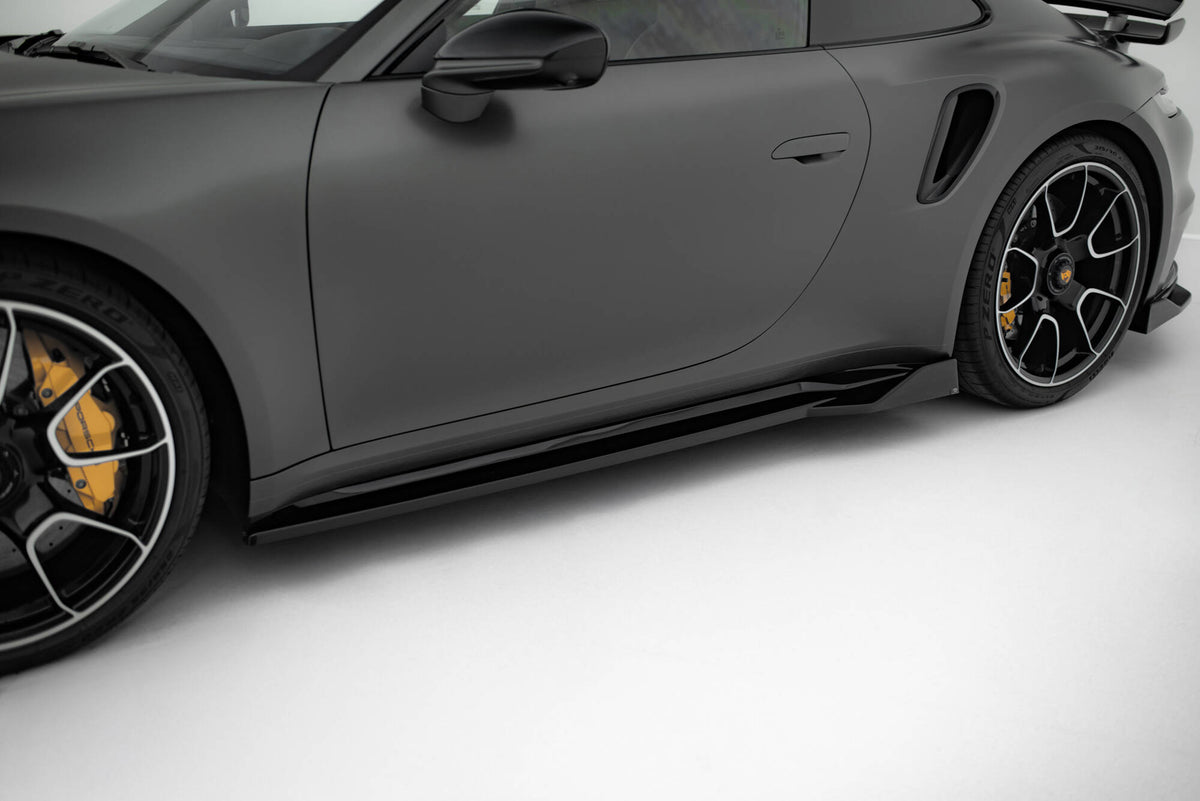 Street+ Seitenschweller Leisten passend für Porsche 911 Turbo S Sport Package 992 schwarz Hochglanz – Ansicht 3