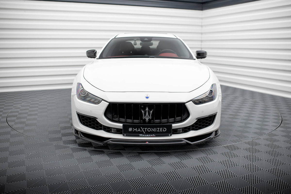 Street+ Spoilerlippe Front Ansatz V.2 passend für Maserati Ghibli Mk3 Facelift schwarz Hochglanz – Ansicht 1