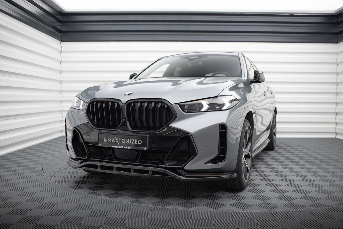 Street+ Spoilerlippe Front Ansatz V.1 passend für BMW X6 M-Paket G06 Facelift schwarz Hochglanz – Ansicht 3