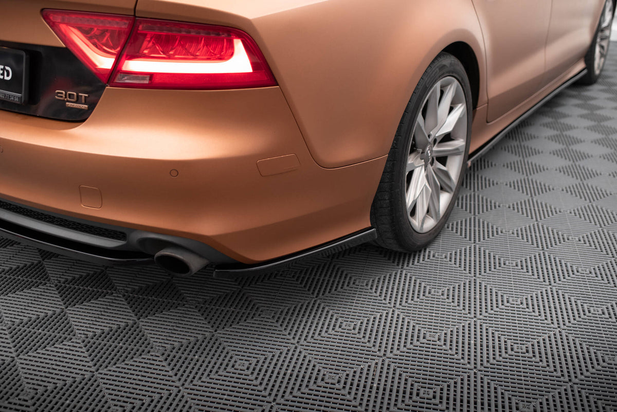 Heck Ansatz Flaps Diffusor V.2 passend für Audi A7 S-Line C7 schwarz Hochglanz – Ansicht 1
