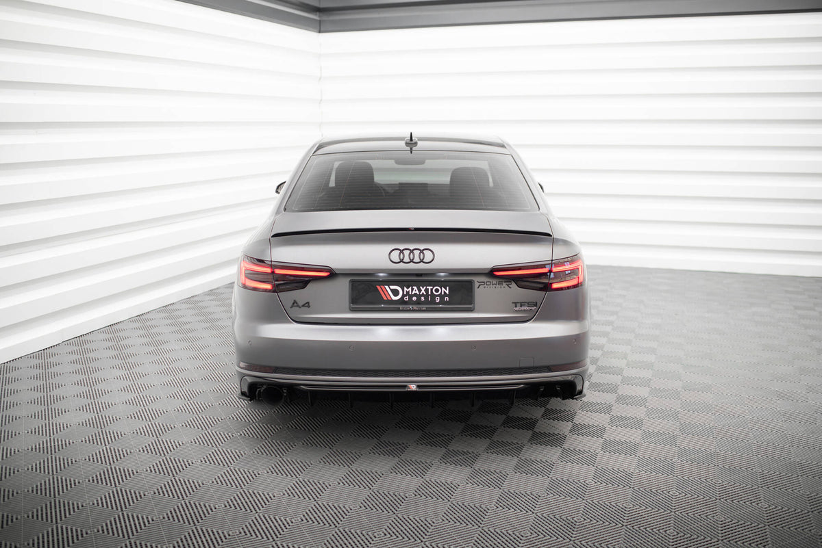 Diffusor Heck Ansatz passend für Audi A4 S-line B9 (Ausführung mit einseitigem Doppelauspuffendrohr) – Ansicht 1