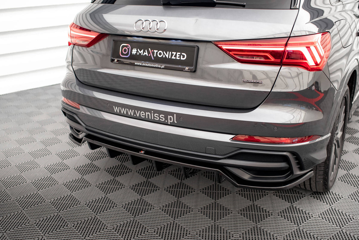 Street+ Mittlerer Diffusor RACE passend für Audi Q3 S-Line SUV F3 schwarz Hochglanz – Ansicht 1