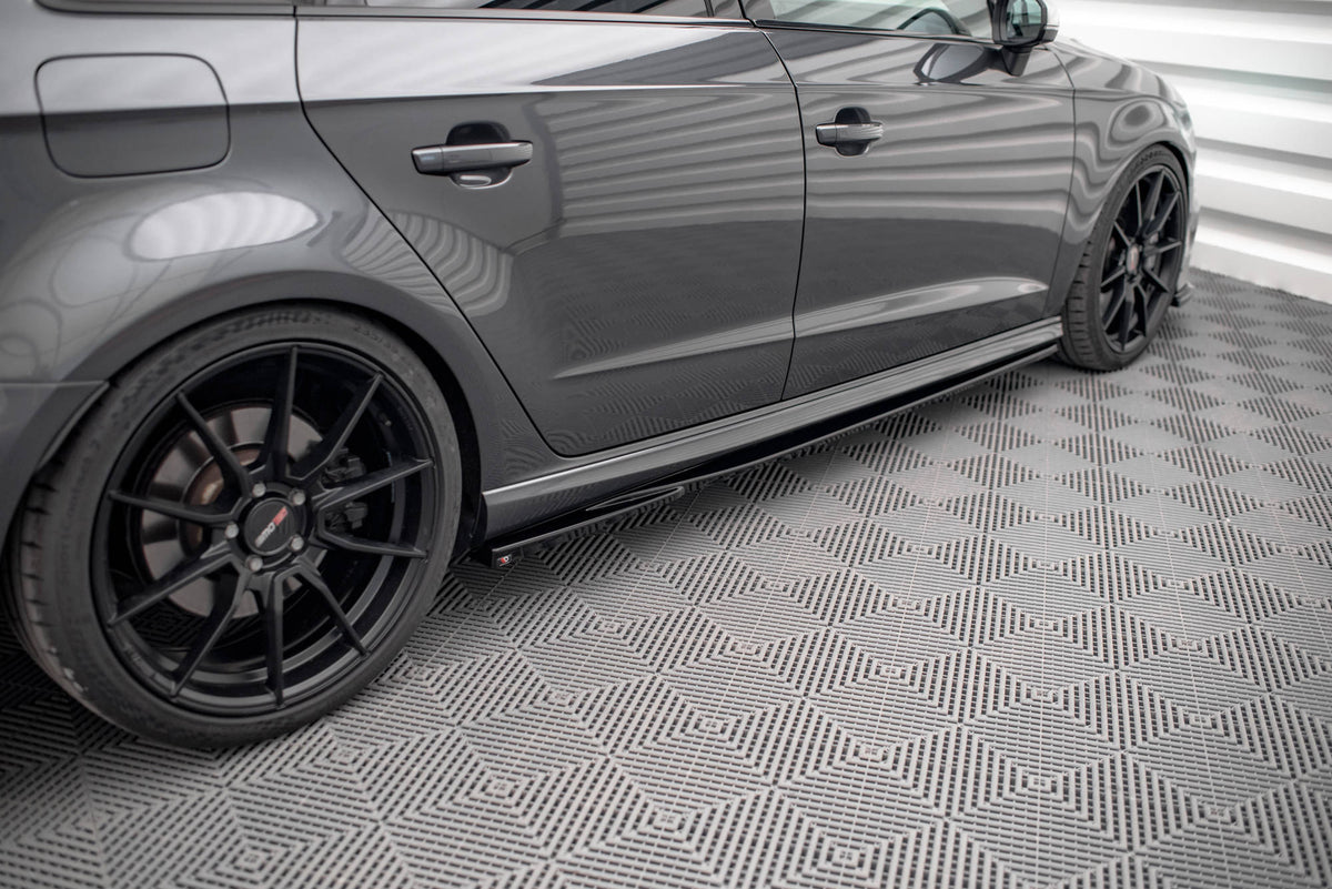 Street+ Seitenschweller Leisten V.2 passend für Audi S3 / A3 S-Line Sportback 8V / 8V Facelift schwarz Hochglanz – Ansicht 3