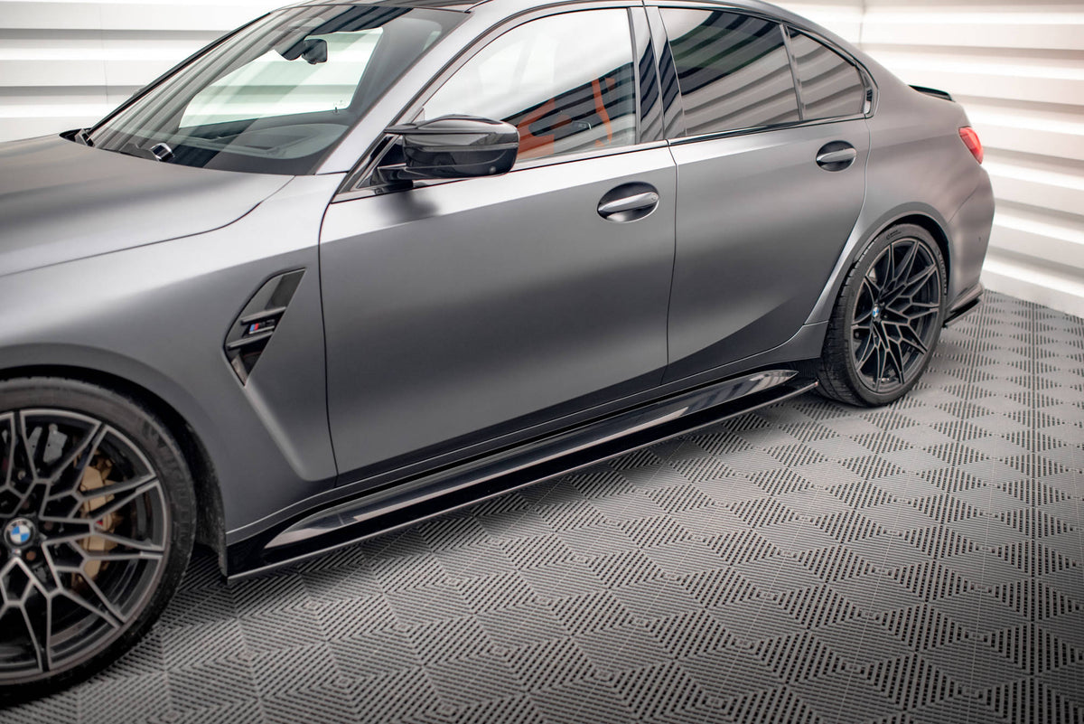 Street+ Seitenschweller Leisten passend für V.1 passend für BMW M3 Limousine / Touring G80 / G81 schwarz Hochglanz – Ansicht 3