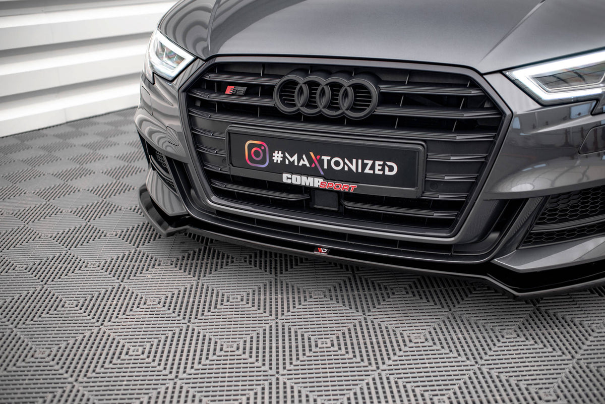 Street+ Spoilerlippe Front Ansatz V.2 passend für Audi S3 / A3 S-Line Sportback 8V Facelift schwarz Hochglanz – Ansicht 3