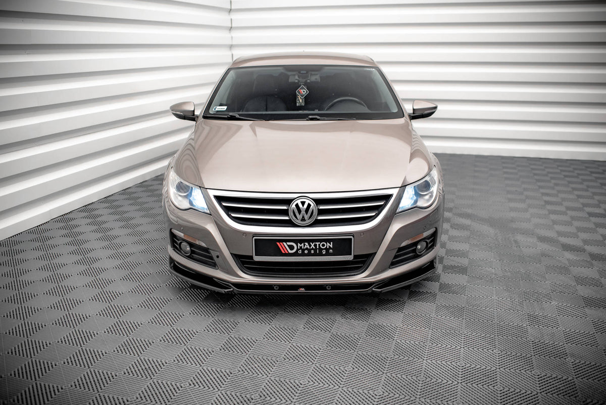 Street+ Spoilerlippe Front Ansatz V.4 passend für VW Passat CC schwarz Hochglanz – Ansicht 1