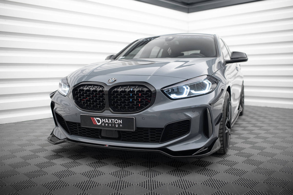 Street+ Spoilerlippe Front Ansatz V.5 passend für BMW 1er M-Paket / M135i / 128ti F40  schwarz Hochglanz – Ansicht 3