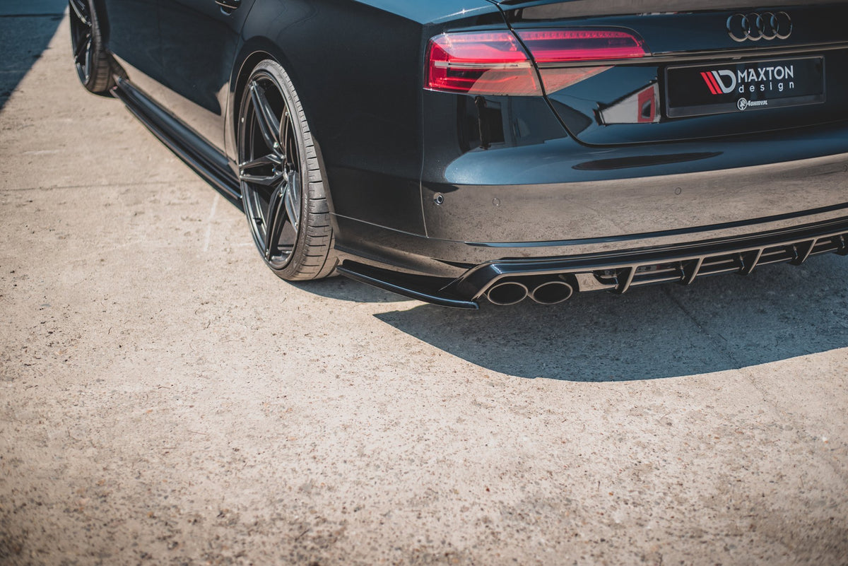 Heck Ansatz Flaps Diffusor V.2 passend für Audi S8 D4 Facelift schwarz Hochglanz – Ansicht 1