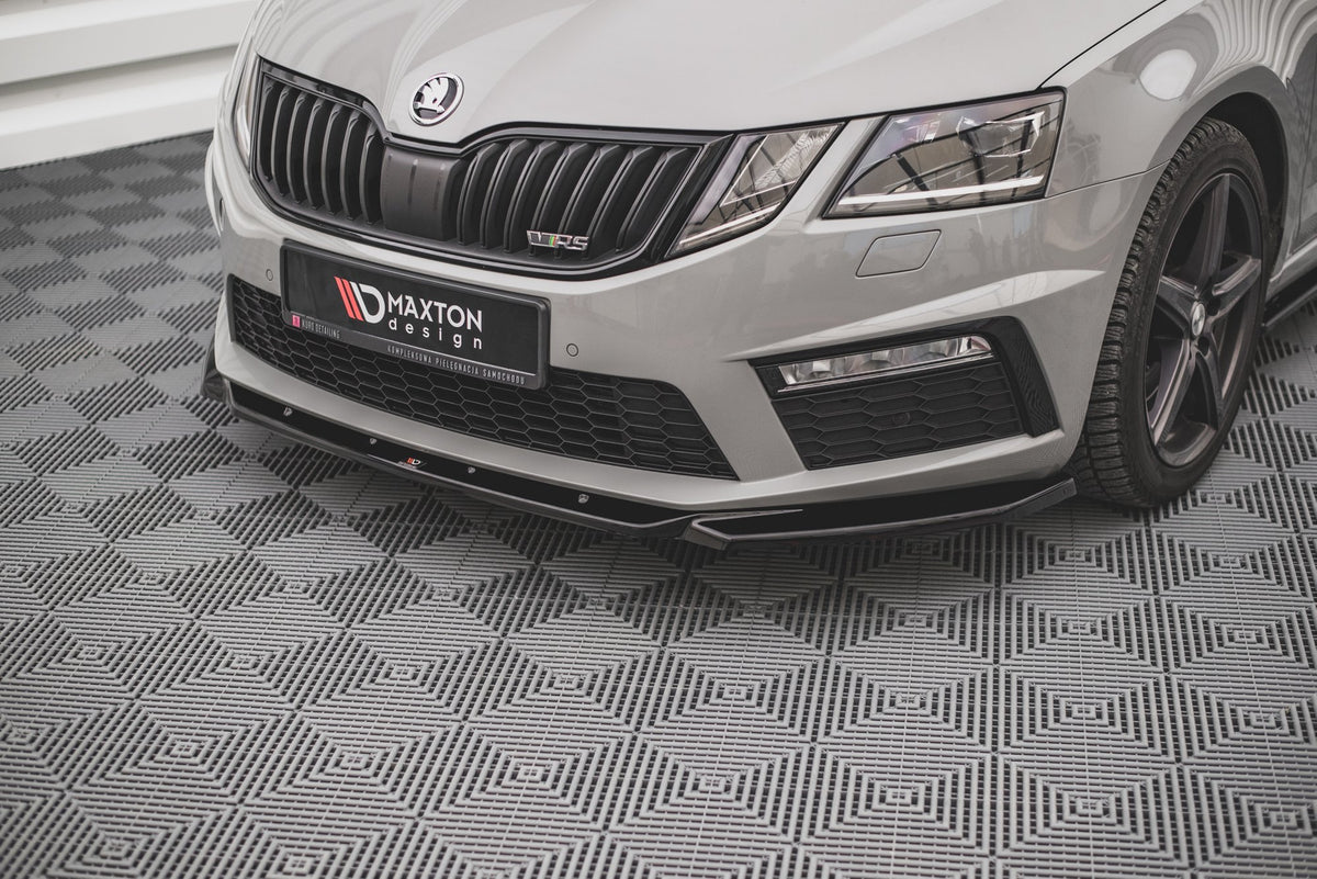 Street+ Spoilerlippe Front Ansatz V.3 passend für Skoda Octavia RS Mk3 Facelift schwarz Hochglanz – Ansicht 4