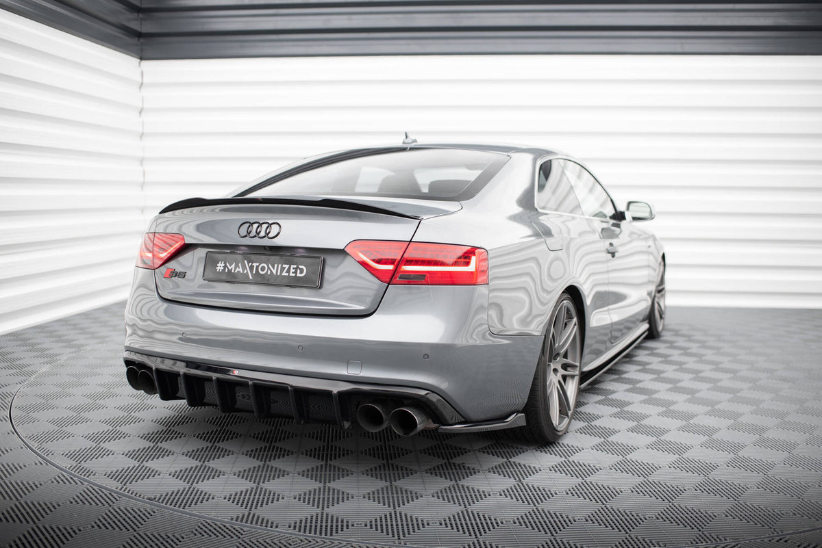Heck Ansatz Flaps Diffusor passend für Audi S5 / A5 S-Line 8T Facelift schwarz Hochglanz – Ansicht 1