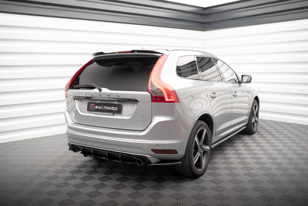 Heck Ansatz Flaps Diffusor passend für Volvo XC60 R-Design Mk1 Facelift  schwarz Hochglanz – Ansicht 1