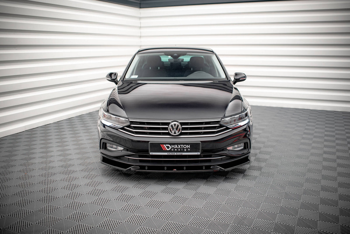 Street+ Spoilerlippe Front Ansatz V.2 passend für VW Passat B8 Facelift schwarz Hochglanz – Ansicht 1