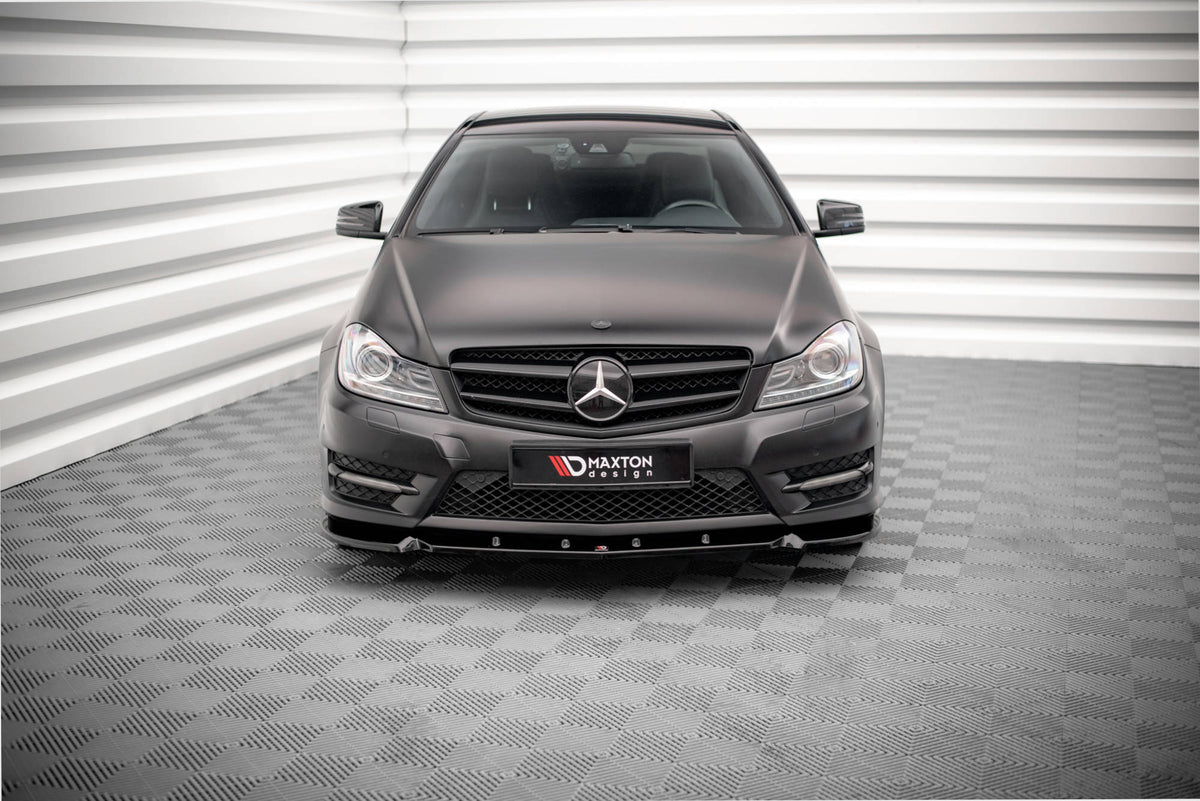 Street+ Spoilerlippe Front Ansatz V.1 passend für Mercedes-Benz C Coupe / Limousine / Kombi  AMG-Line C204 / W204 Facelift / S204 Facelift schwarz Hochglanz – Ansicht 1