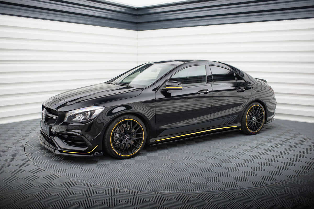 Street+ Seitenschweller Leisten passend für Mercedes-AMG CLA 45 C117 Facelift schwarz Hochglanz – Ansicht 1