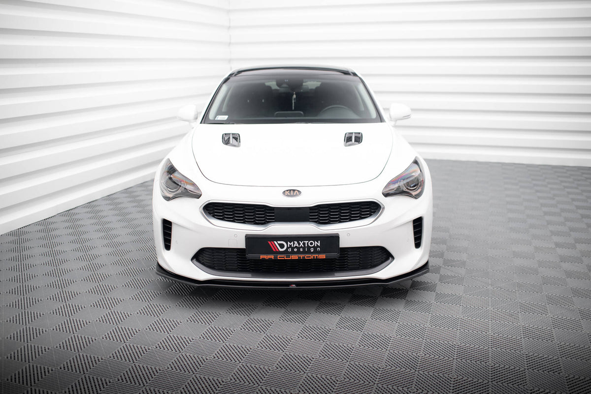 Street+ Spoilerlippe Front Ansatz V.1 passend für Kia Stinger GT / GT-Line / Standard Mk1 schwarz Hochglanz – Ansicht 1