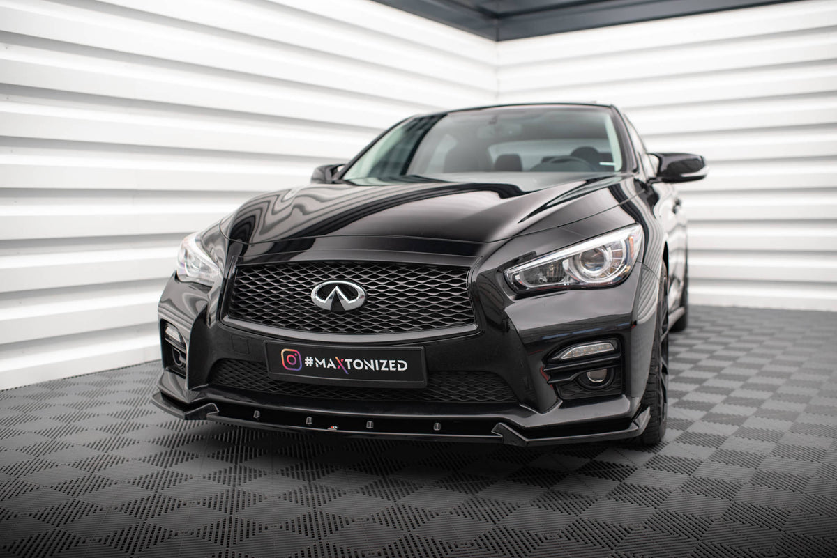Street+ Spoilerlippe Front Ansatz V.2 passend für Infiniti Q50 S Mk1 schwarz Hochglanz – Ansicht 4