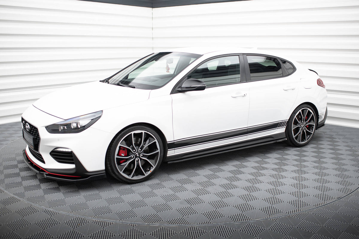 Street+ Seitenschweller Leisten passend für V.4 Hyundai I30 N / N-Line Hatchback / Fastback Mk3 / Mk3 Facelift schwarz Hochglanz – Ansicht 1