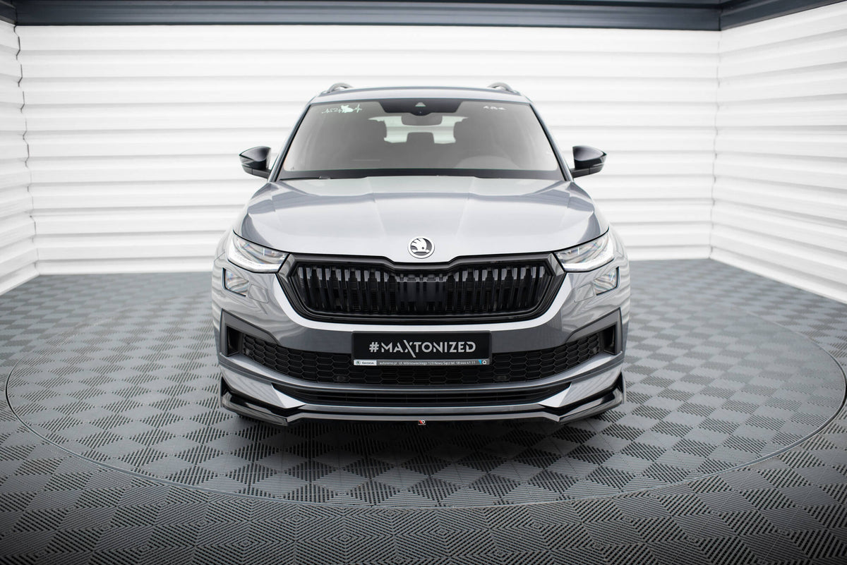 Street+ Spoilerlippe Front Ansatz V.2 passend für Skoda Kodiaq Sportline Mk1 Facelift schwarz Hochglanz – Ansicht 4