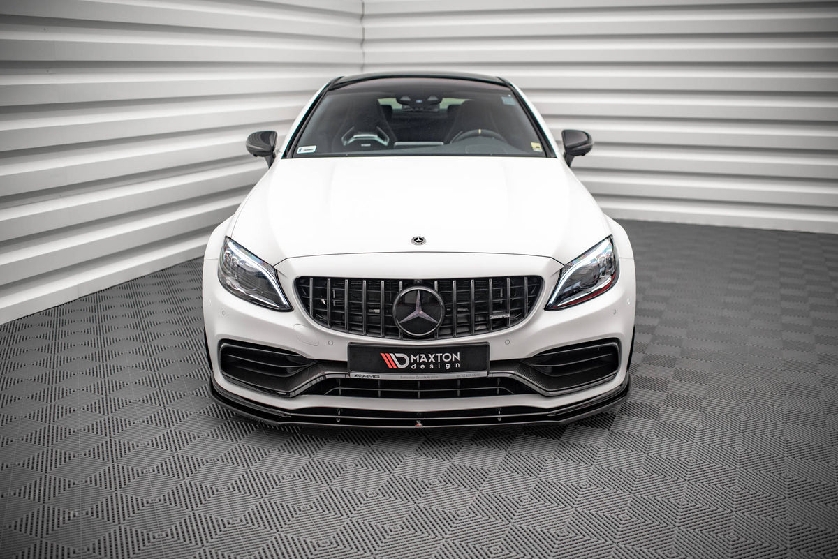 Street+ Spoilerlippe Front Ansatz V.1 passend für Mercedes-AMG C63 Coupe AMG Aero Pack C205 Facelift schwarz Hochglanz – Ansicht 1