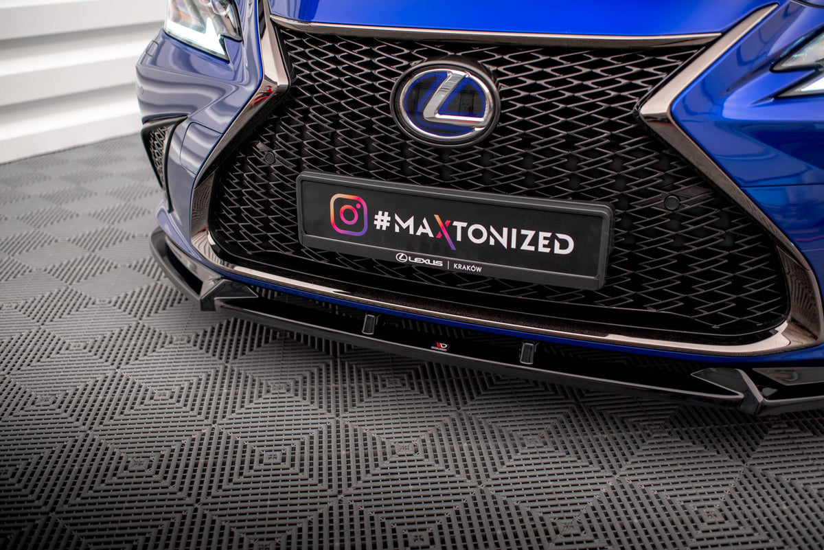 Street+ Spoilerlippe Front Ansatz V.2 passend für Lexus ES F Sport Mk7 schwarz Hochglanz – Ansicht 3