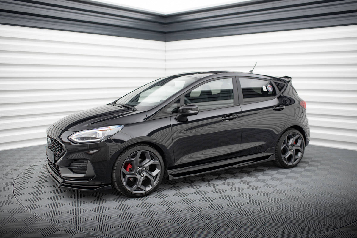 Street+ Seitenschweller Leisten passend für V.4 Ford Fiesta Mk8 ST / ST-Line schwarz Hochglanz – Ansicht 1