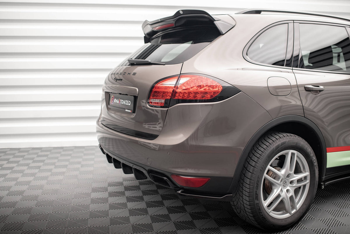 Diffusor Heck Ansatz passend für Porsche Cayenne Turbo / Standard Mk2 schwarz Hochglanz – Ansicht 3