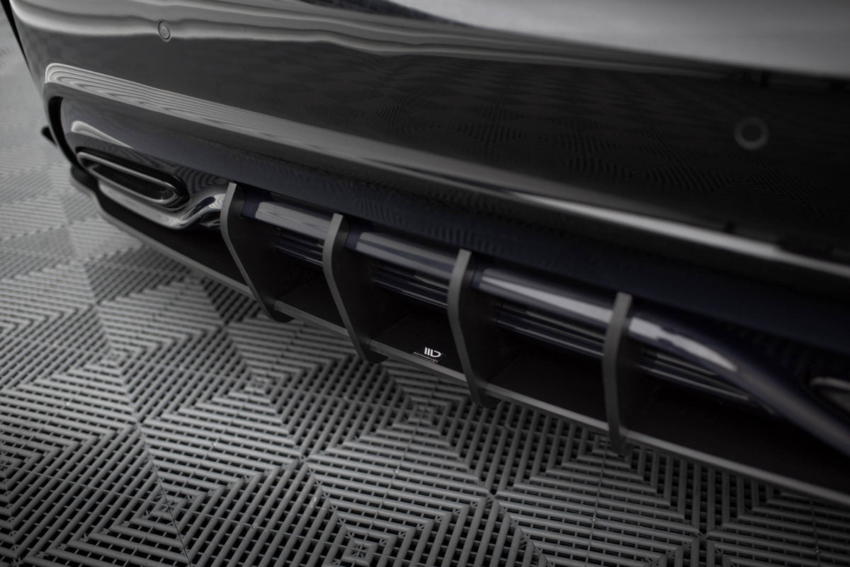 Street Pro Heck Ansatz Flaps Diffusor + Flaps passend für Mercedes-Benz A AMG-Line W176 Facelift schwarz Hochglanz – Ansicht 1