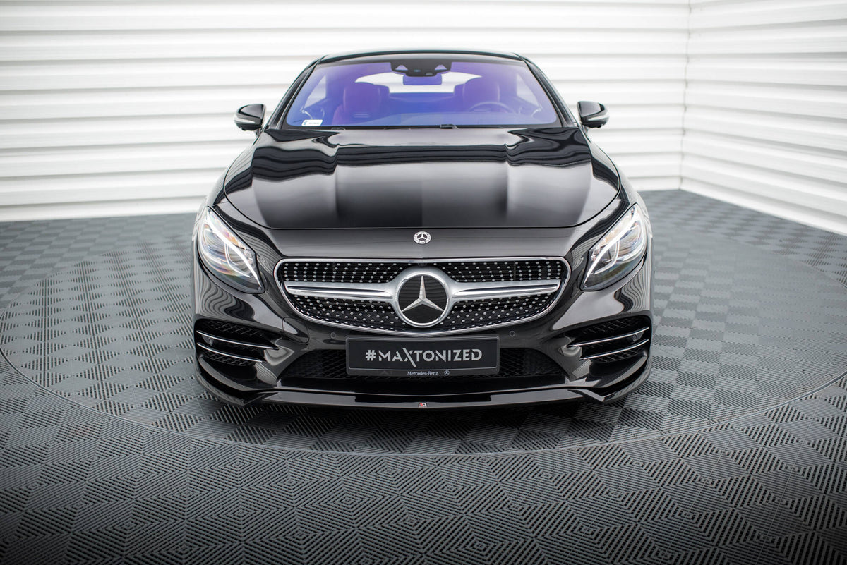 Street+ Spoilerlippe Front Ansatz V.1 passend für Mercedes-Benz S Coupe AMG-Line C217 Facelift schwarz Hochglanz – Ansicht 1